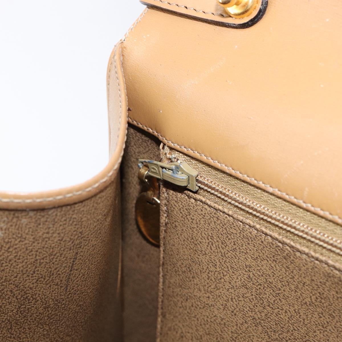 Christian Dior Hand Bag Leather Beige Gold Auth BA17007