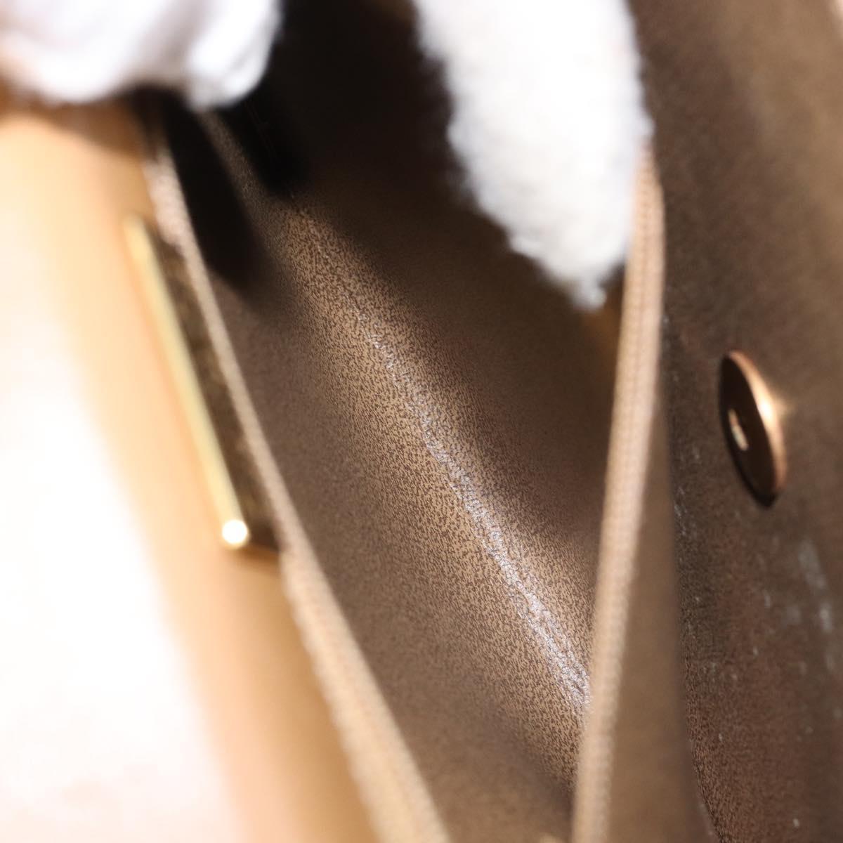 Christian Dior Hand Bag Leather Beige Gold Auth BA17007