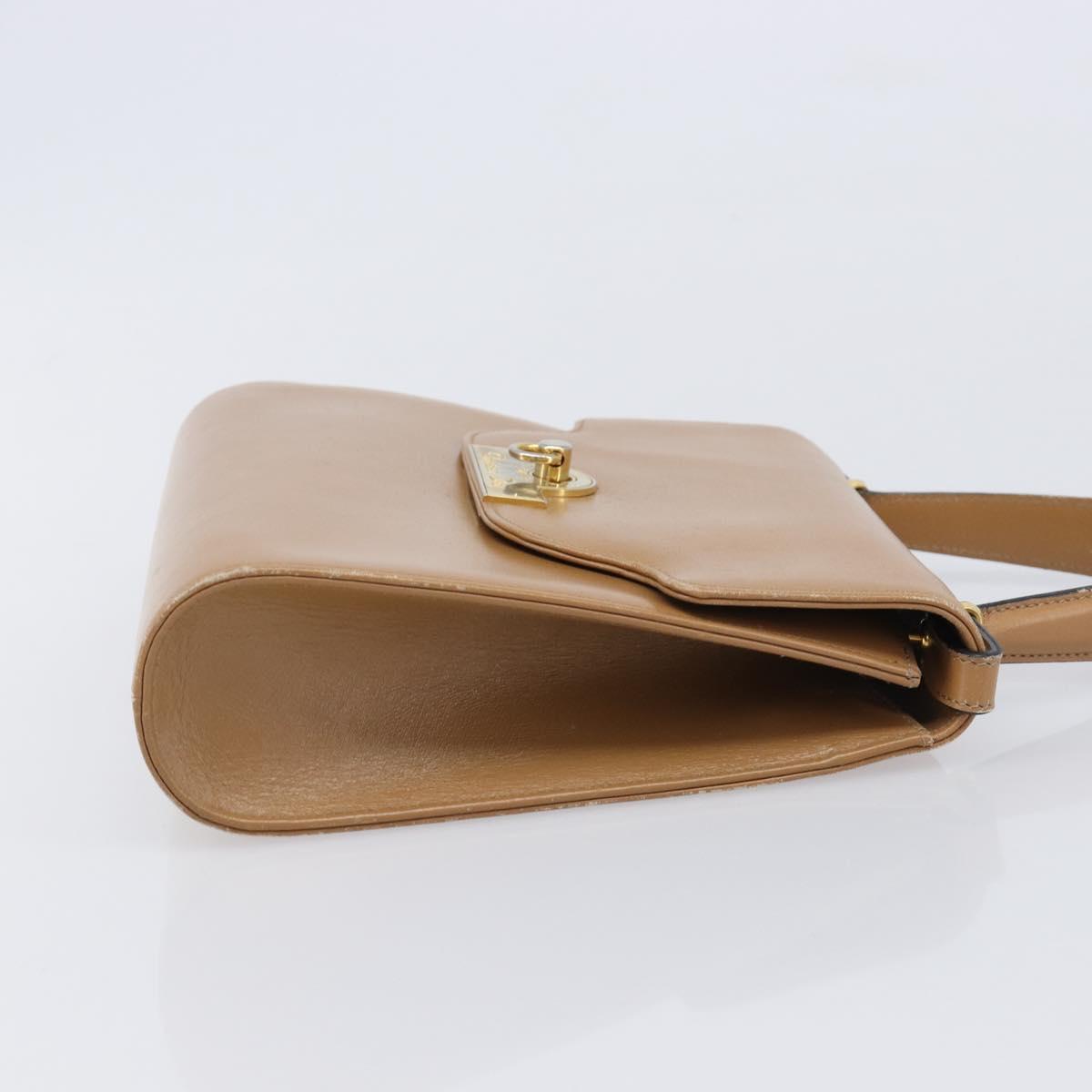 Christian Dior Hand Bag Leather Beige Gold Auth BA17007