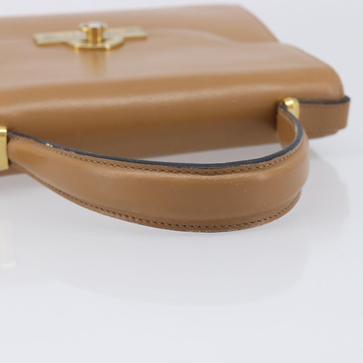 Christian Dior Hand Bag Leather Beige Gold Auth BA17007