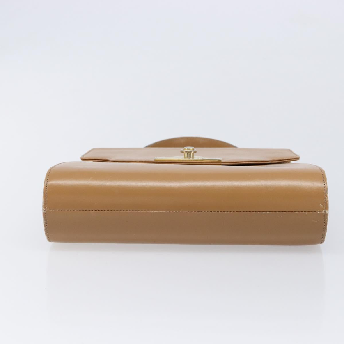 Christian Dior Hand Bag Leather Beige Gold Auth BA17007