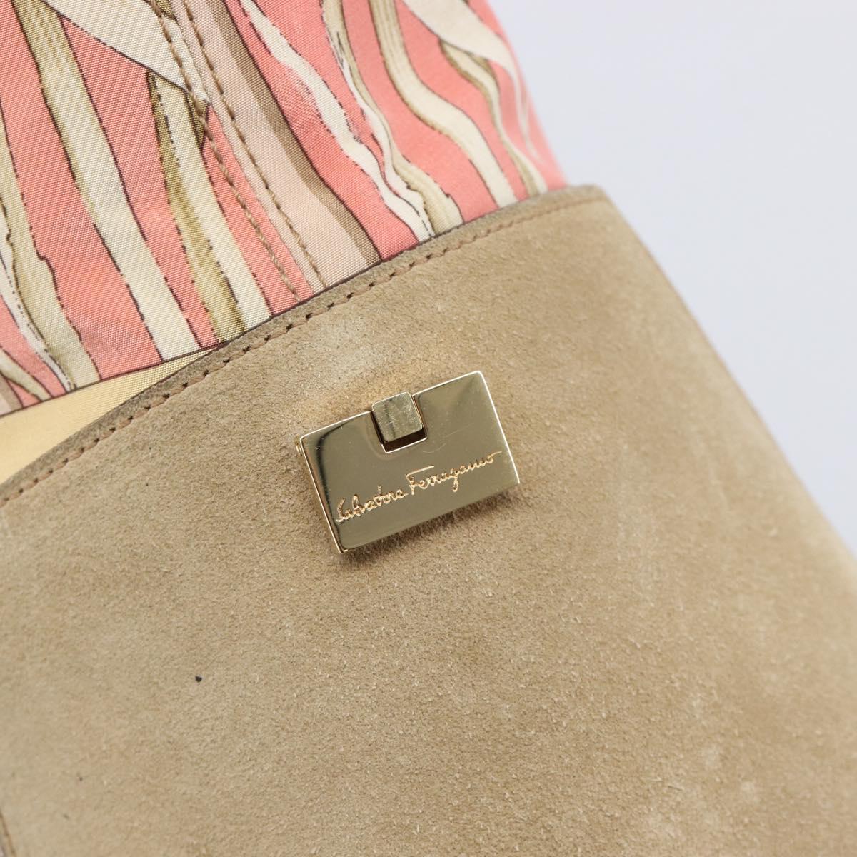 Salvatore Ferragamo Tote Bag Nylon Beige Gold Auth BA17008A