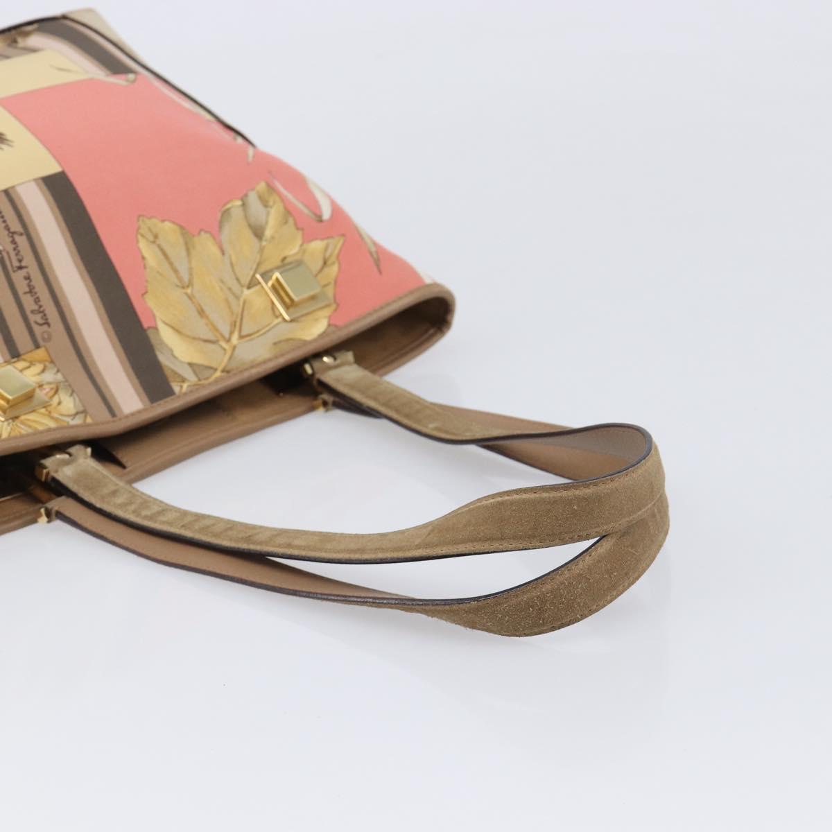 Salvatore Ferragamo Tote Bag Nylon Beige Gold Auth BA17008A