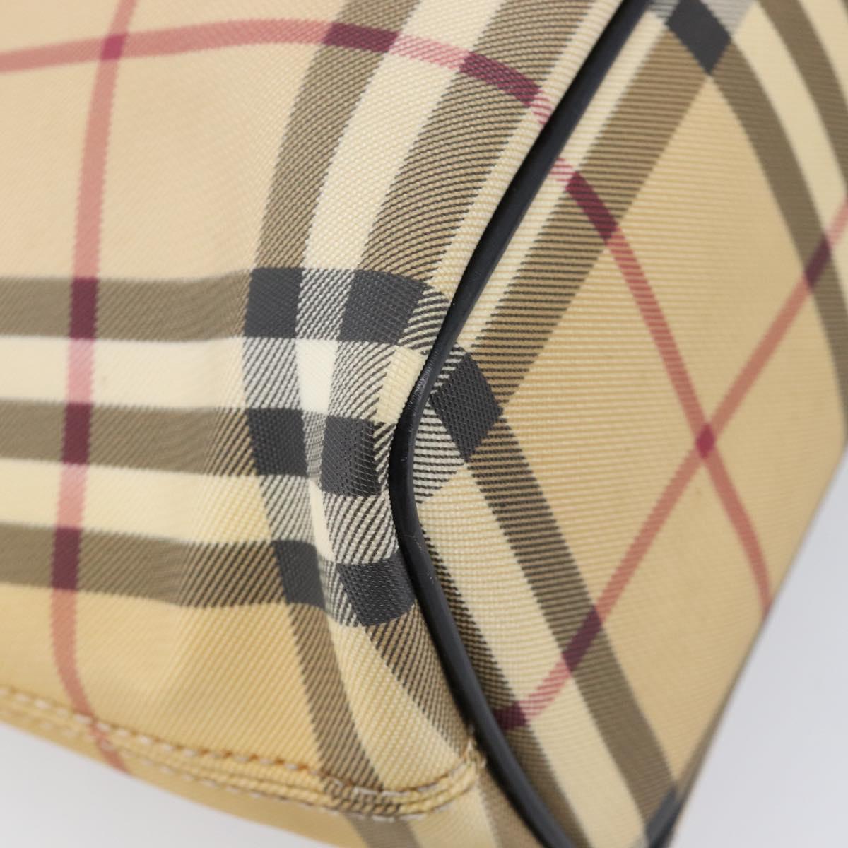 BURBERRY Nova Check Hand Bag PVC Leather Beige Auth BA17012