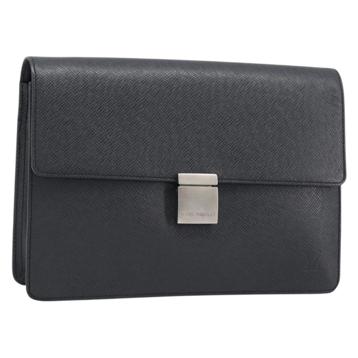 LOUIS VUITTON Taiga Selenga Clutch Bag Ardoise M30782 LV Auth BA17016A