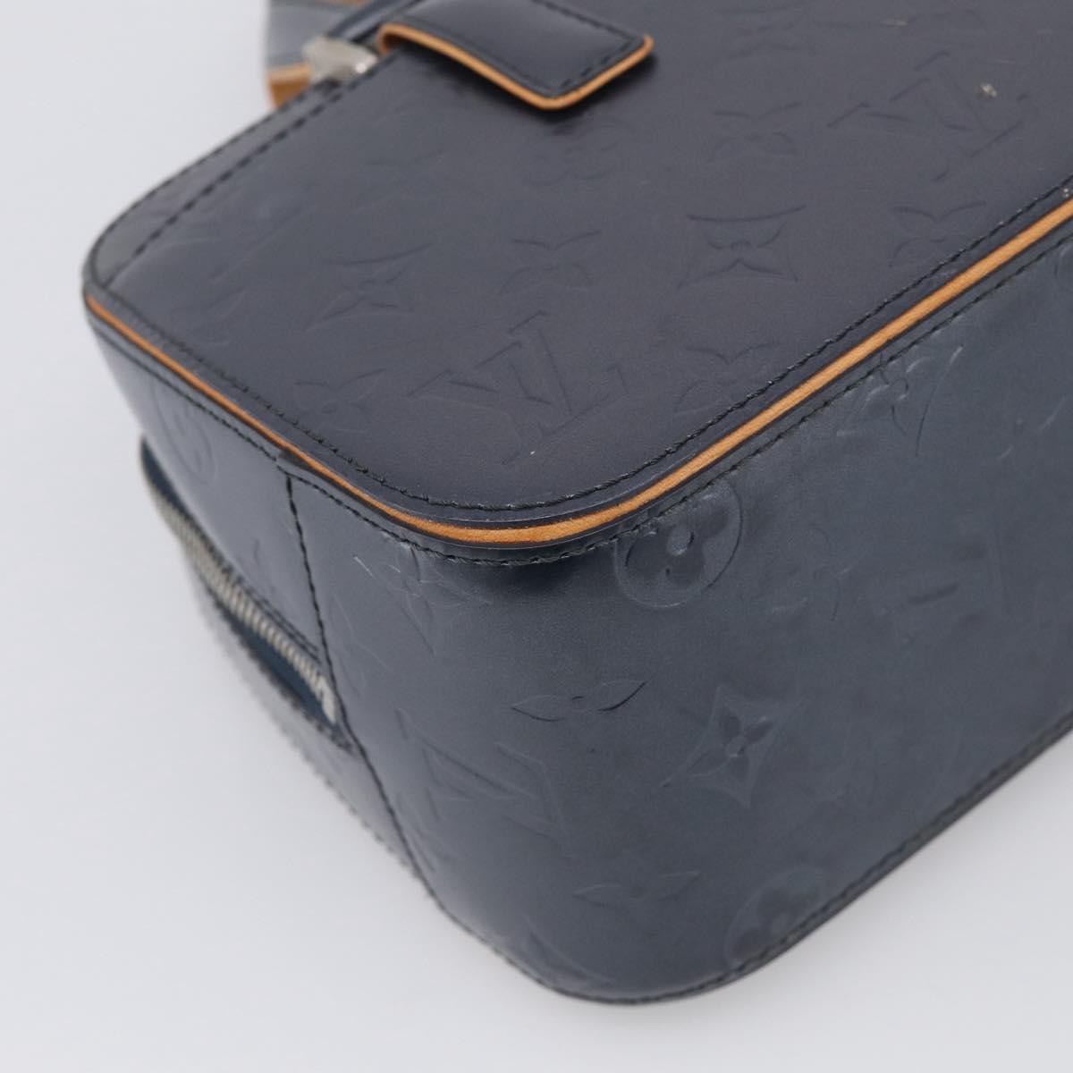 LOUIS VUITTON Monogram Mat Shelton Hand Bag Navy LV Auth BA17018