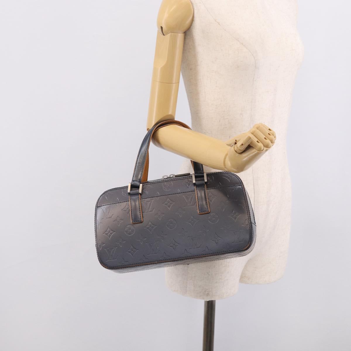 LOUIS VUITTON Monogram Mat Shelton Hand Bag Navy LV Auth BA17018