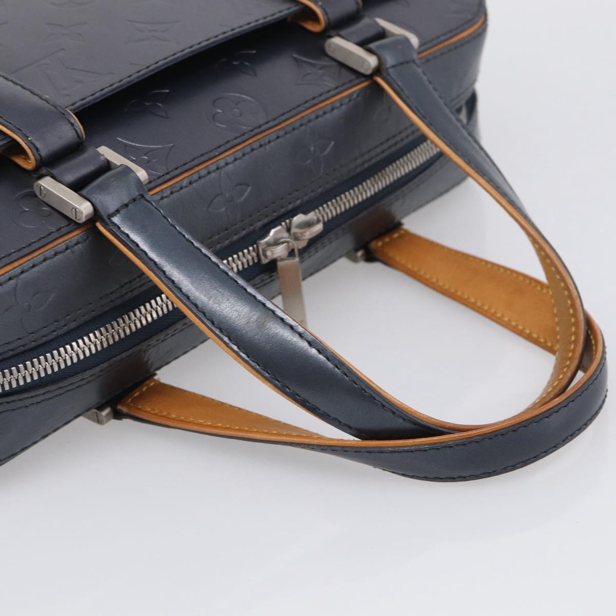 LOUIS VUITTON Monogram Mat Shelton Hand Bag Navy LV Auth BA17018