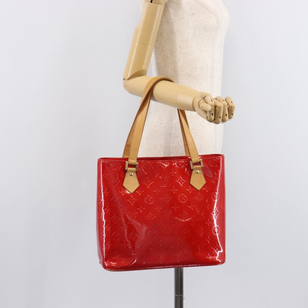 LOUIS VUITTON Monogram Vernis Houston Hand Bag Red M91092 LV Auth BA17021