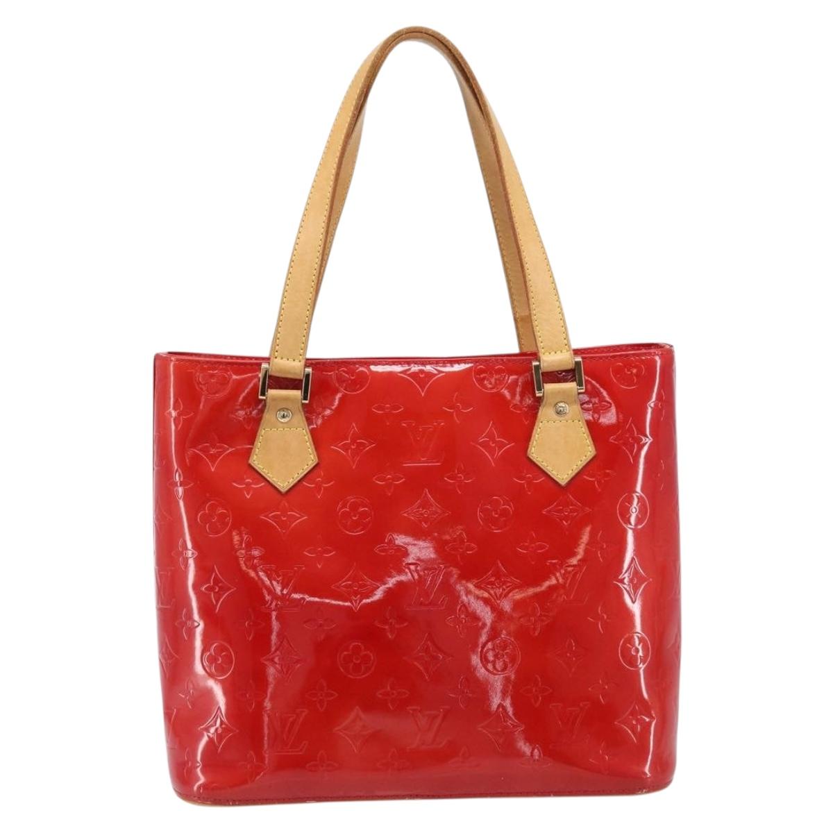 LOUIS VUITTON Monogram Vernis Houston Hand Bag Red M91092 LV Auth BA17021
