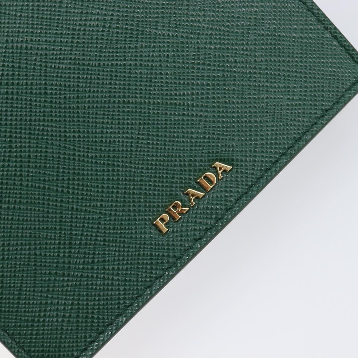 PRADA smartphone Pouch Safiano leather Green Gold Auth BA17022V