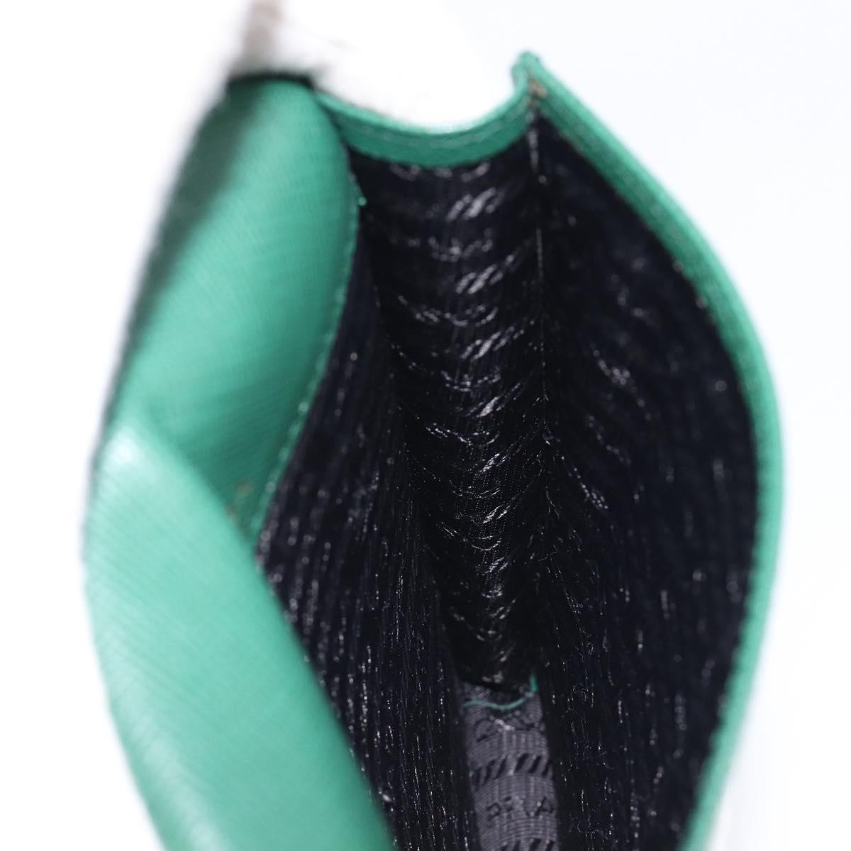 PRADA smartphone Pouch Safiano leather Green Gold Auth BA17022V