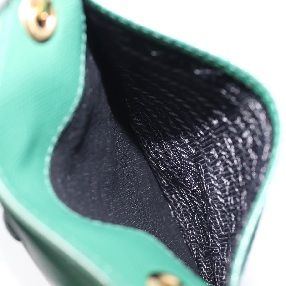 PRADA smartphone Pouch Safiano leather Green Gold Auth BA17022V