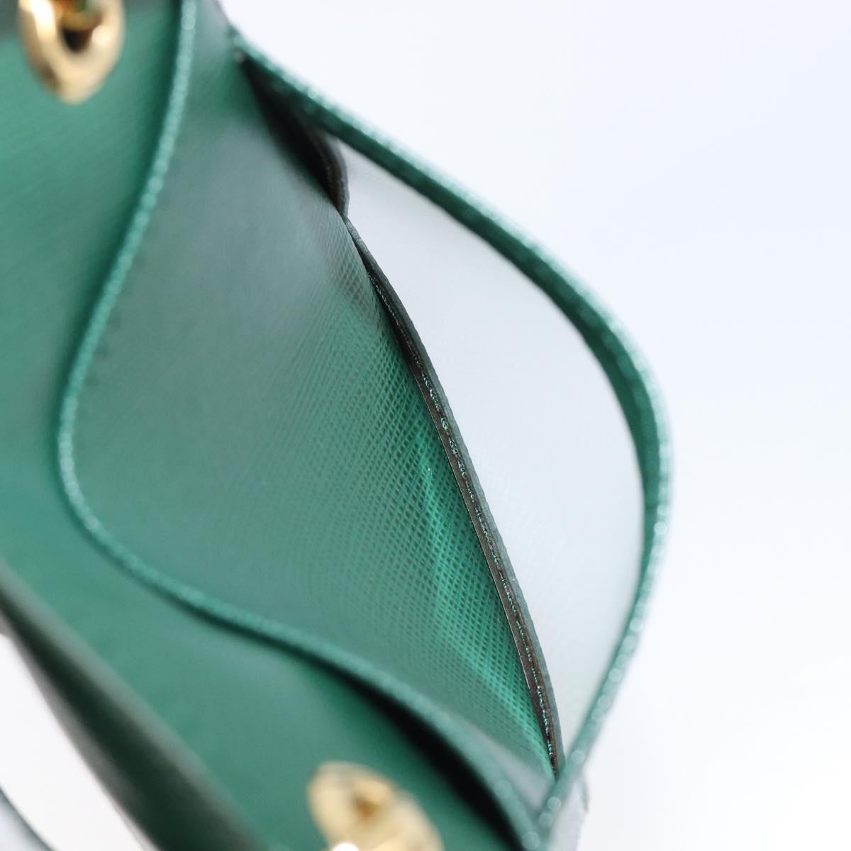 PRADA smartphone Pouch Safiano leather Green Gold Auth BA17022V
