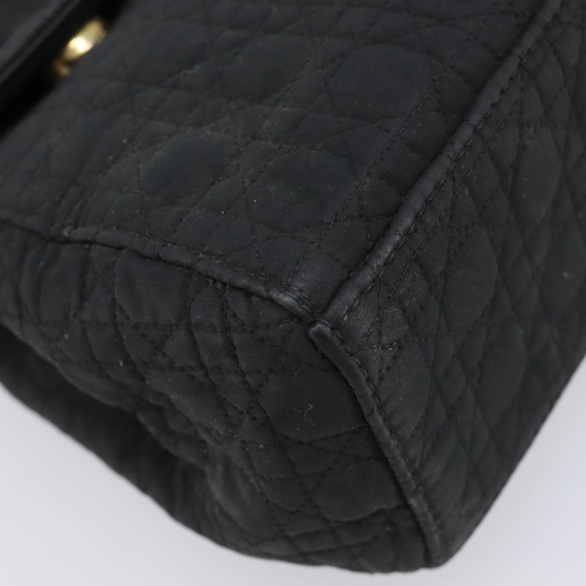Christian Dior Canage Shoulder Bag Canvas Black Gold Auth BA17023