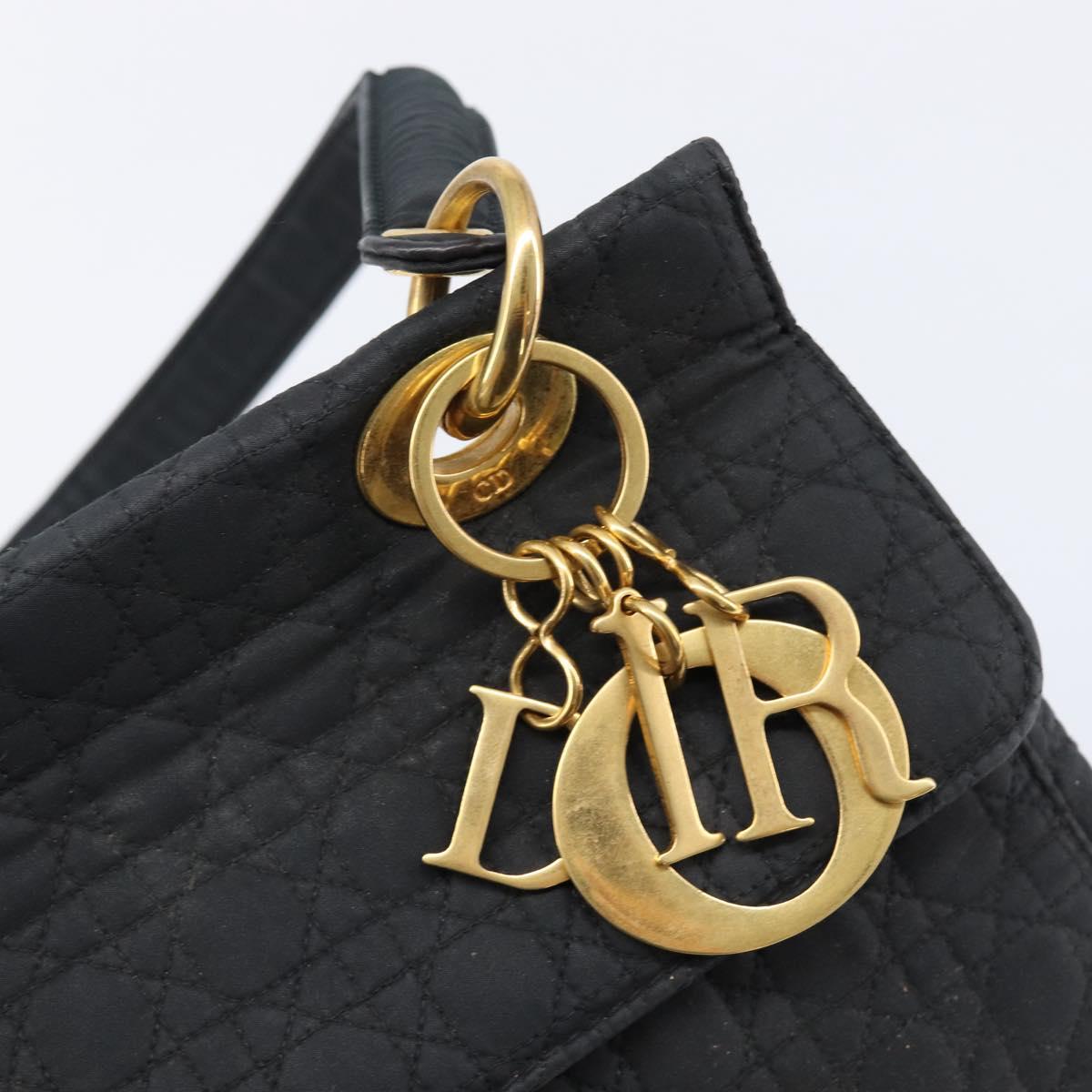 Christian Dior Canage Shoulder Bag Canvas Black Gold Auth BA17023