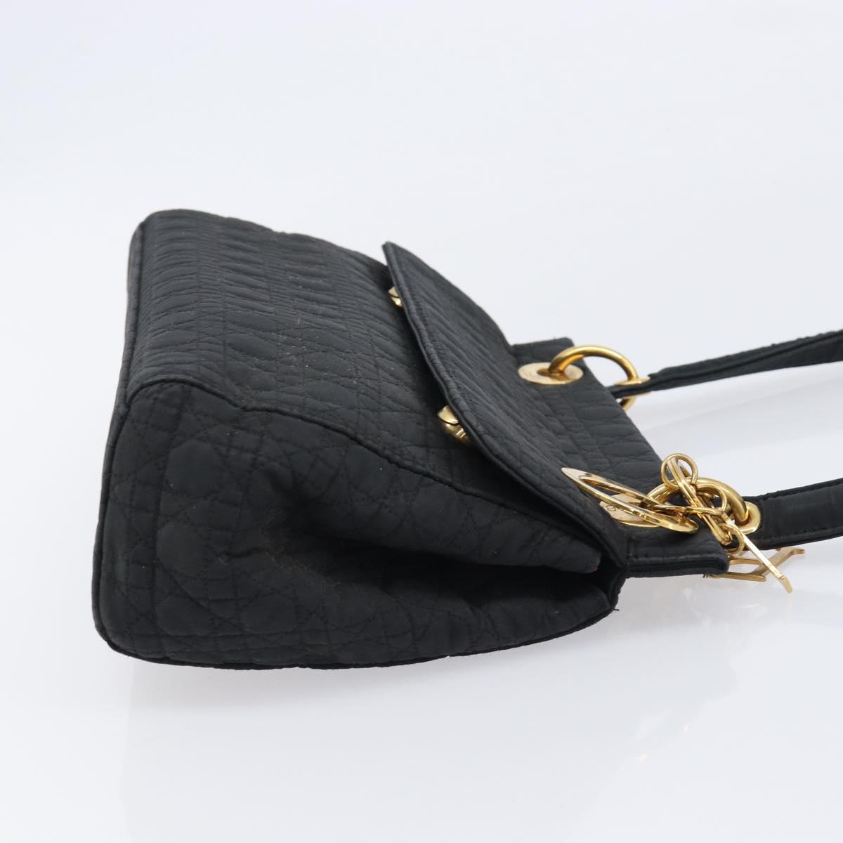 Christian Dior Canage Shoulder Bag Canvas Black Gold Auth BA17023