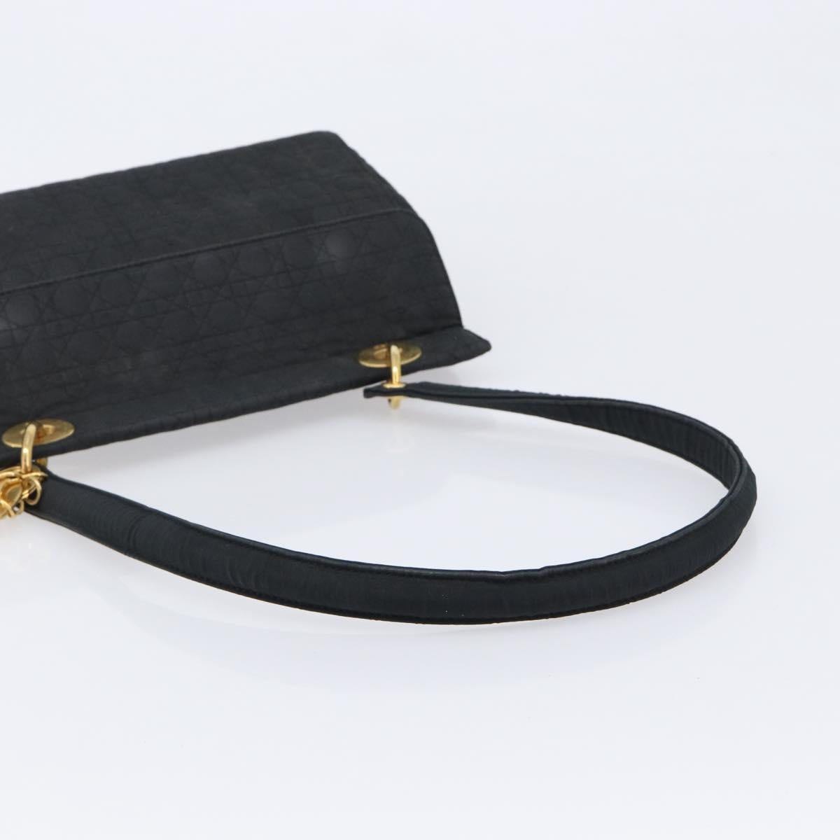 Christian Dior Canage Shoulder Bag Canvas Black Gold Auth BA17023