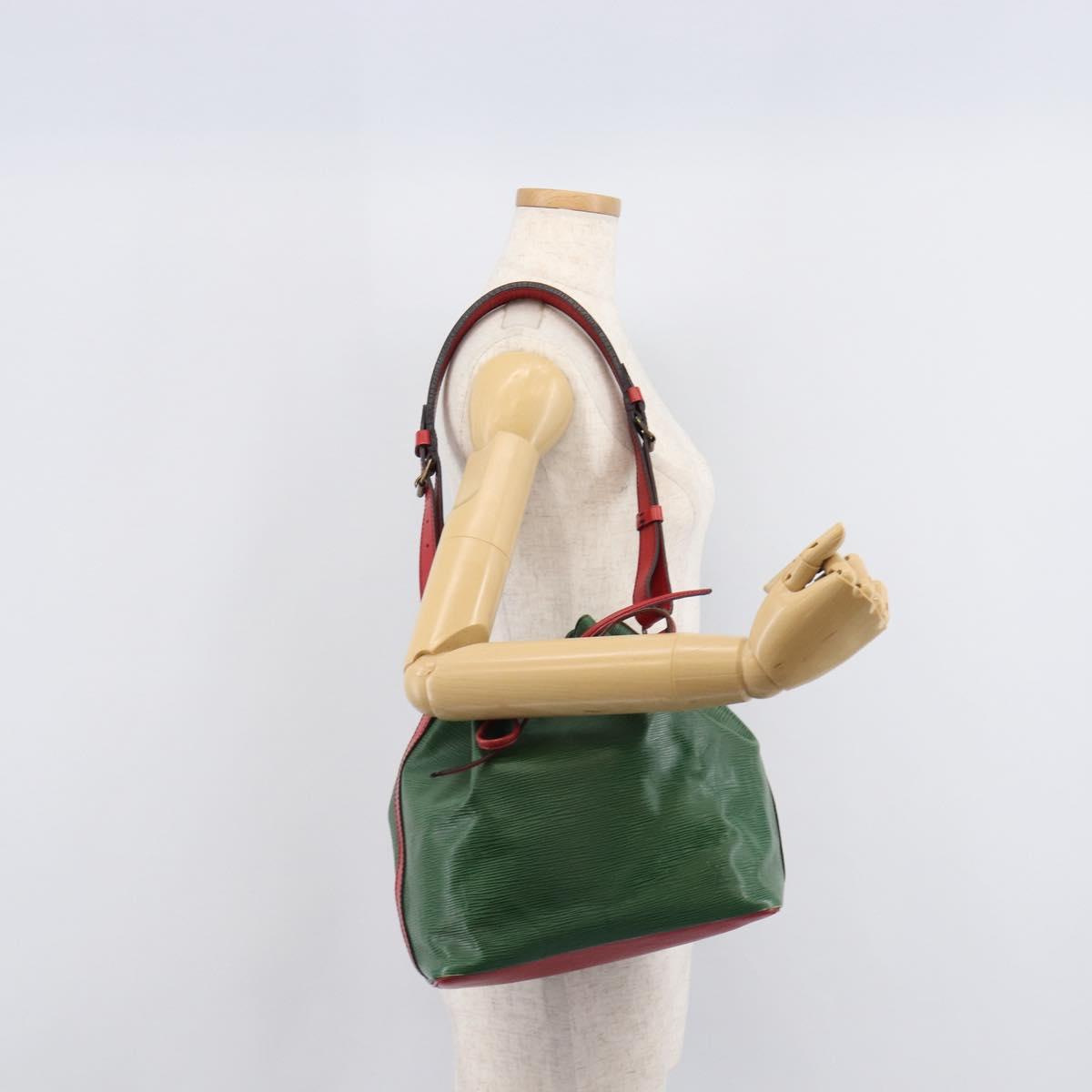 LOUIS VUITTON Epi Petit Noe Shoulder Bag Green Red M44147 LV Auth BA17024