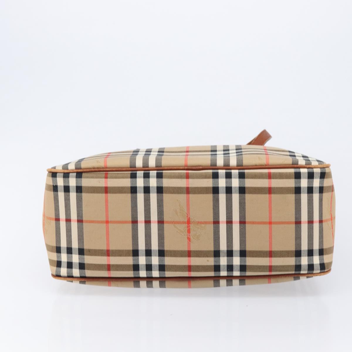 BURBERRY Nova Check Boston Bag Canvas Beige Gold Auth BA17025