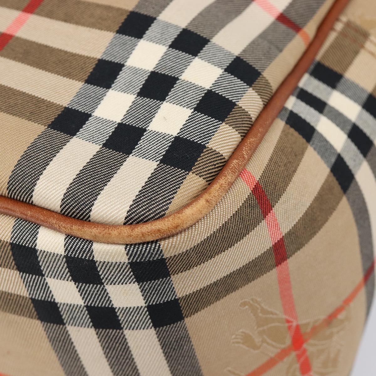 BURBERRY Nova Check Boston Bag Canvas Beige Gold Auth BA17025