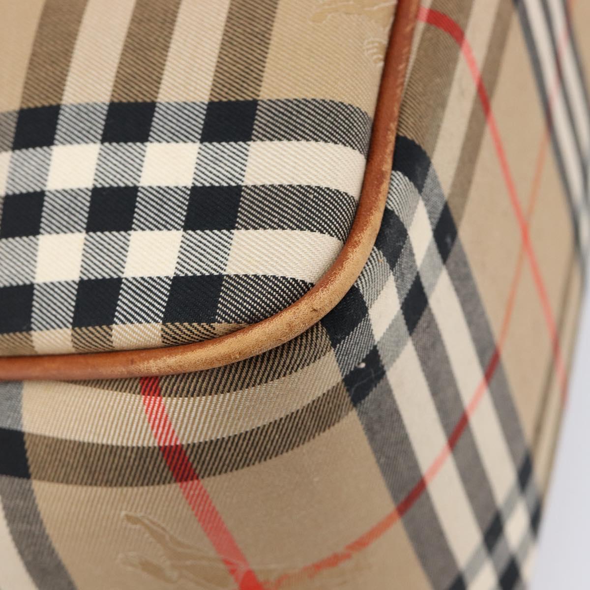 BURBERRY Nova Check Boston Bag Canvas Beige Gold Auth BA17025