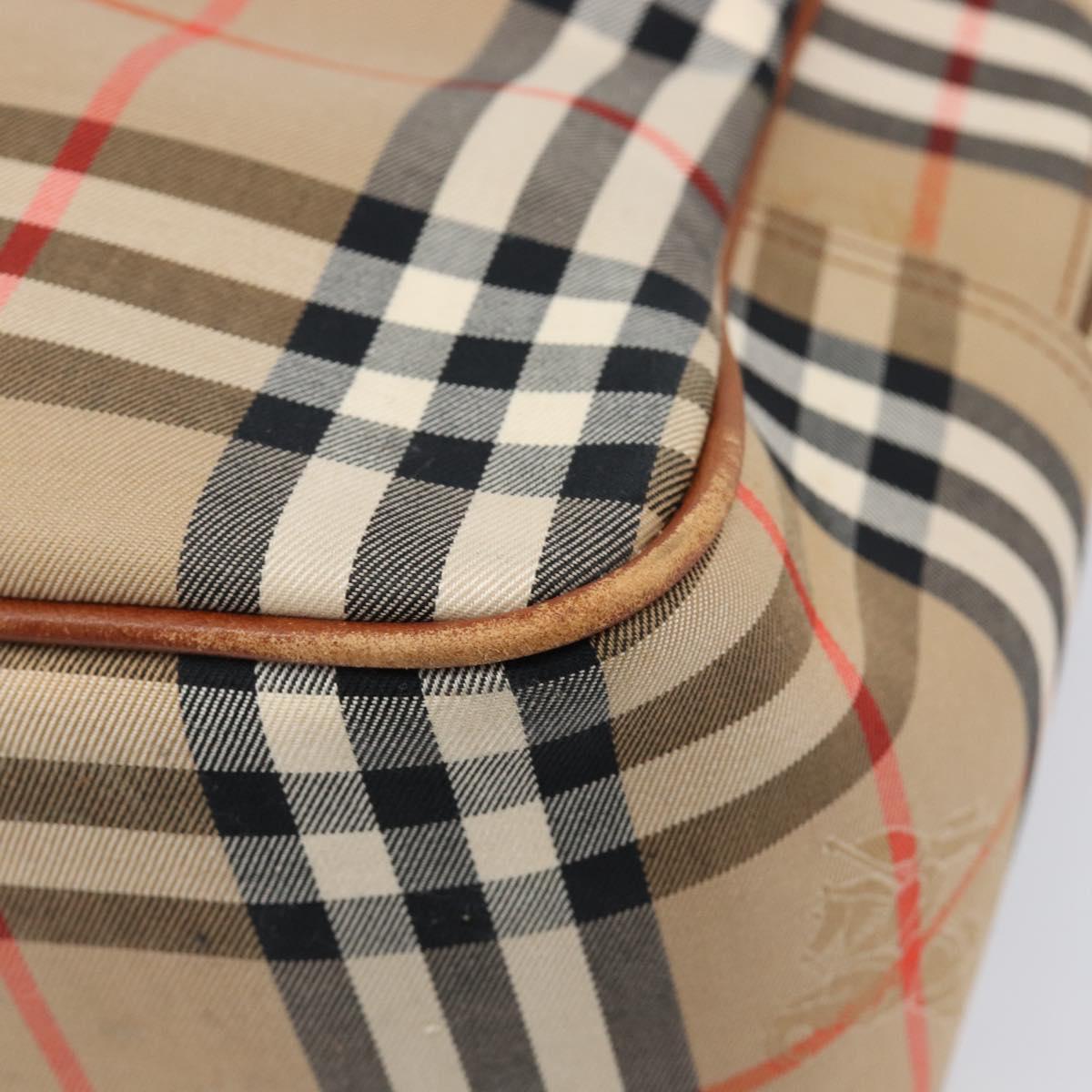 BURBERRY Nova Check Boston Bag Canvas Beige Gold Auth BA17025