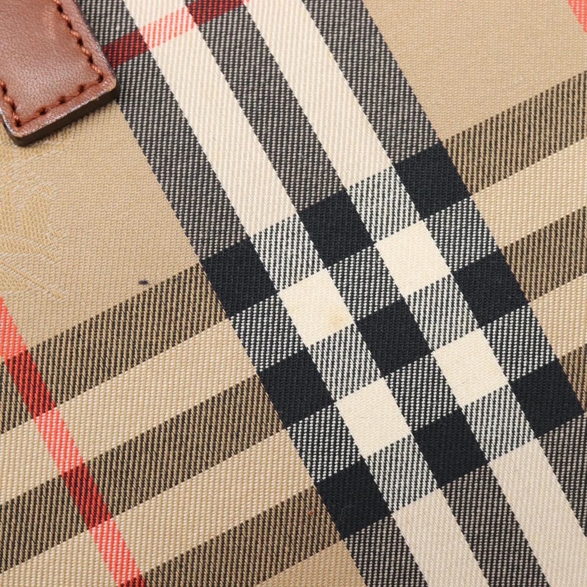 BURBERRY Nova Check Boston Bag Canvas Beige Gold Auth BA17025