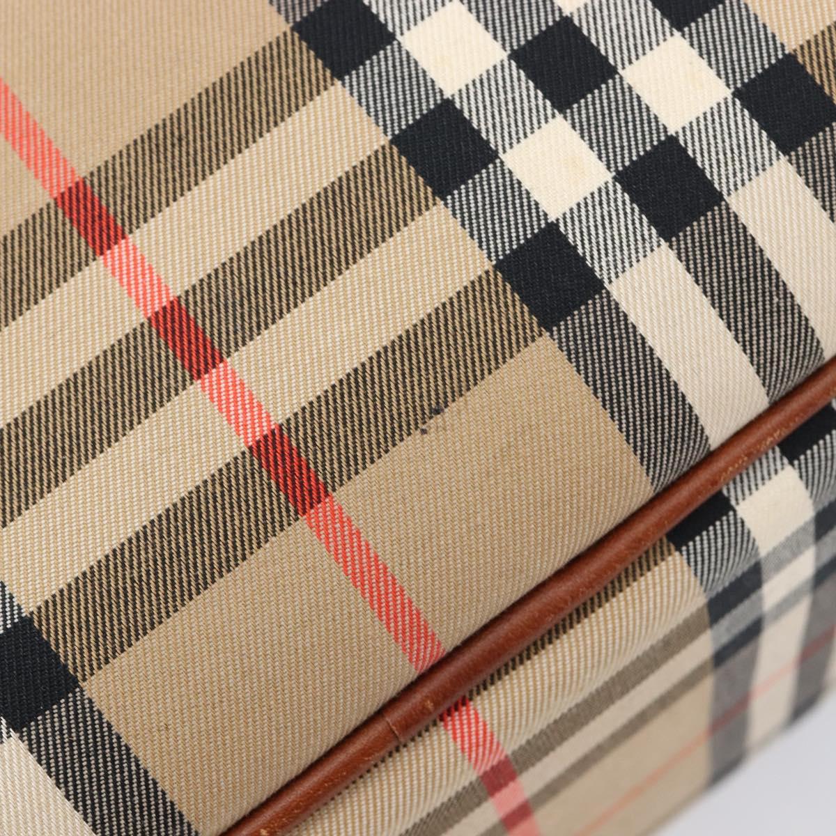 BURBERRY Nova Check Boston Bag Canvas Beige Gold Auth BA17025