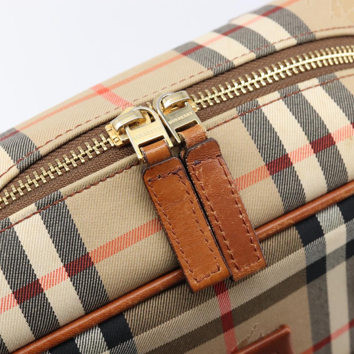 BURBERRY Nova Check Boston Bag Canvas Beige Gold Auth BA17025