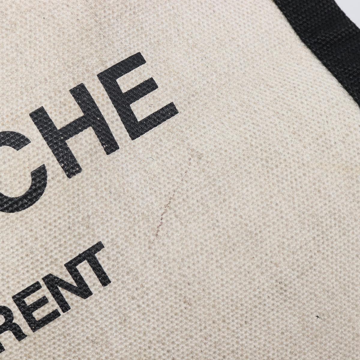 Saint Laurent Rive Gauche Tote Bag Canvas White Silver 632539 Auth BA17027