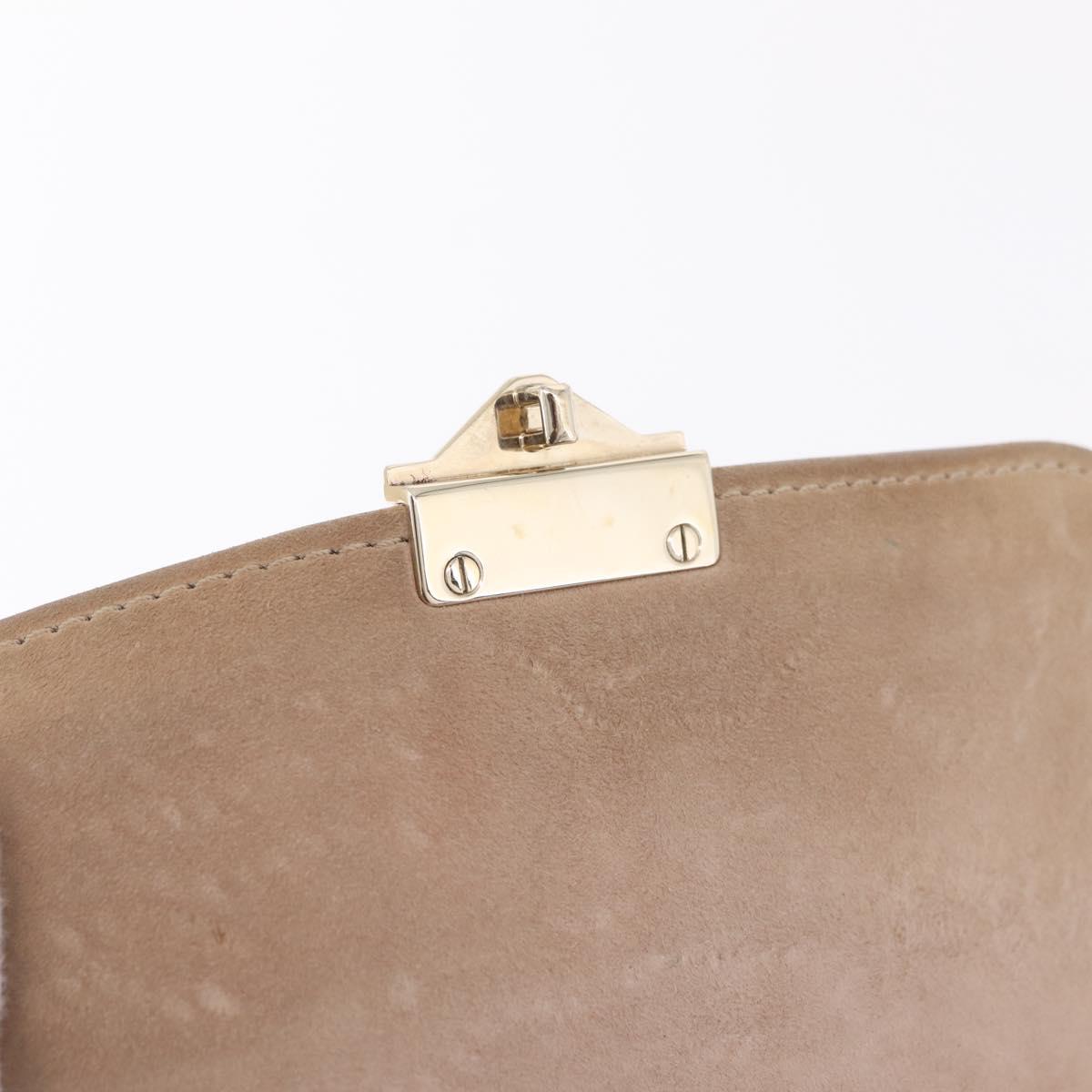 Valentino Glam Rock Bead Chain Shoulder Bag Leather Gray Gold Auth BA17031V