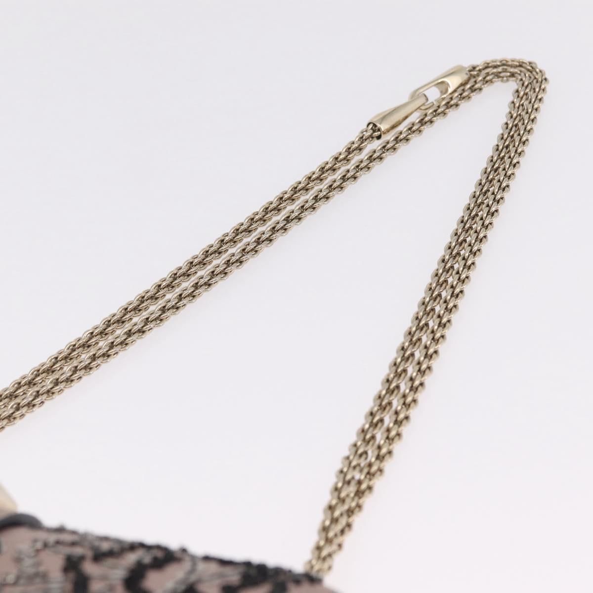 Valentino Glam Rock Bead Chain Shoulder Bag Leather Gray Gold Auth BA17031V
