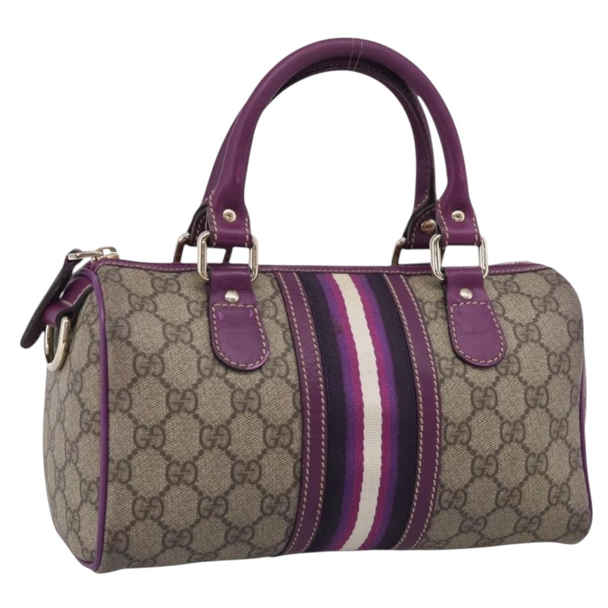 GUCCI GG Supreme Sherry Line Hand Bag PVC Beige Gold 190257 Auth BA17032