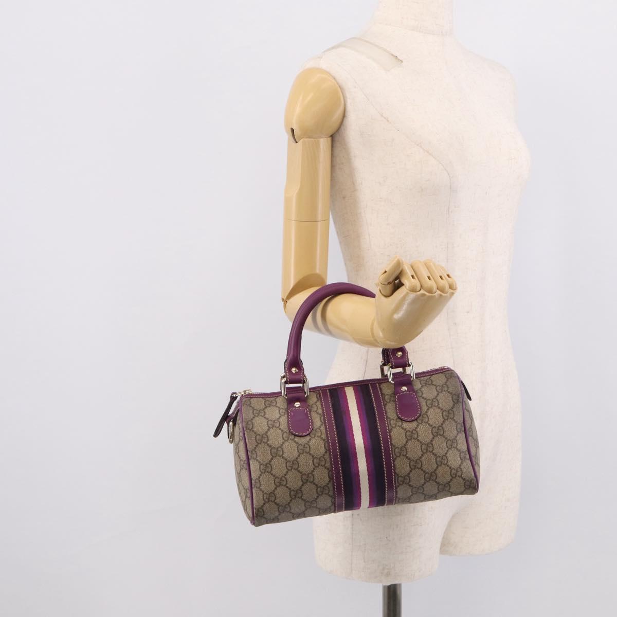 GUCCI GG Supreme Sherry Line Hand Bag PVC Beige Gold 190257 Auth BA17032