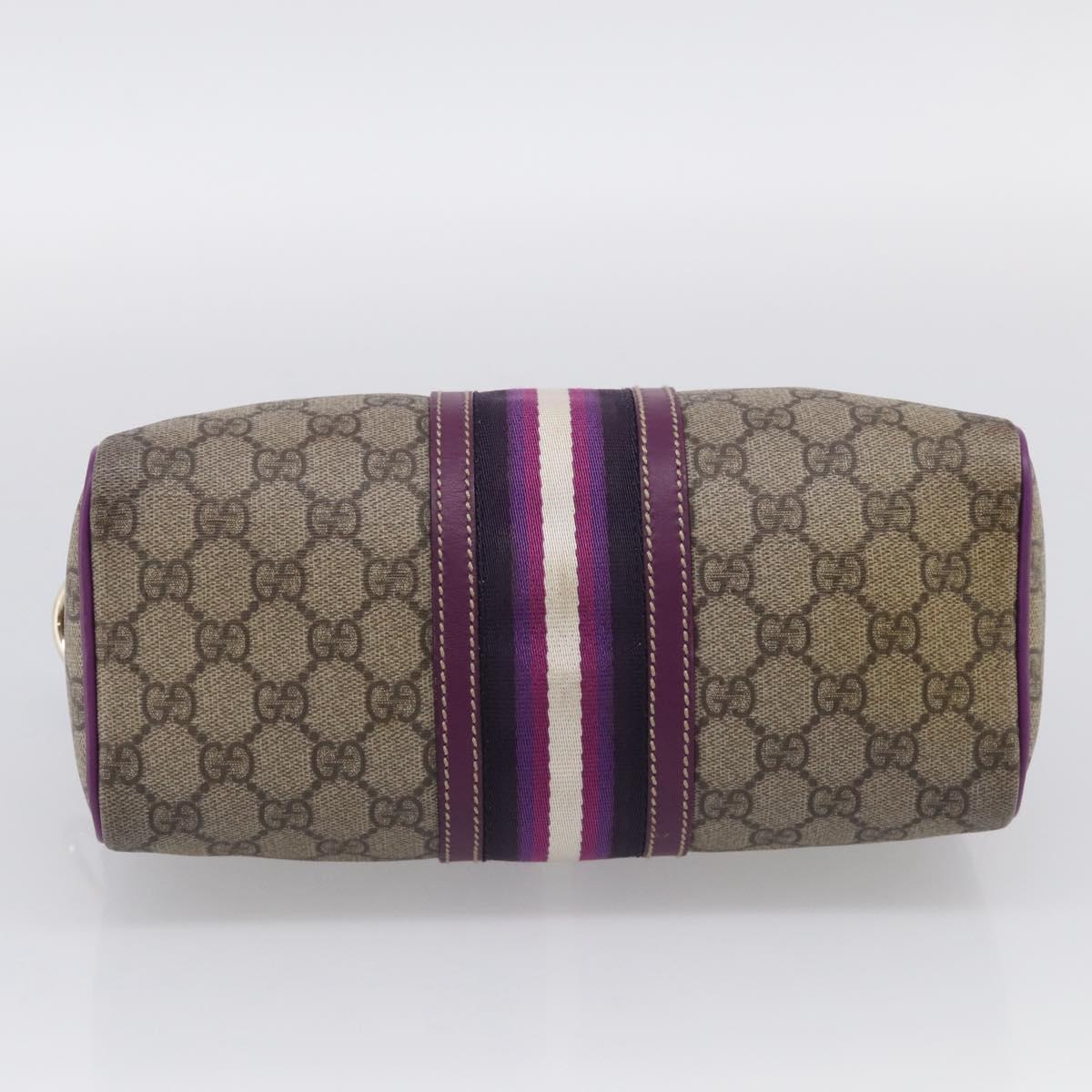 GUCCI GG Supreme Sherry Line Hand Bag PVC Beige Gold 190257 Auth BA17032