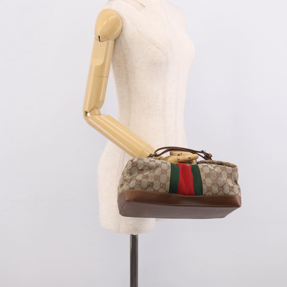 GUCCI GG Canvas Web Sherry Line Hand Bag Beige 2123 014 5000 Auth BA17034A