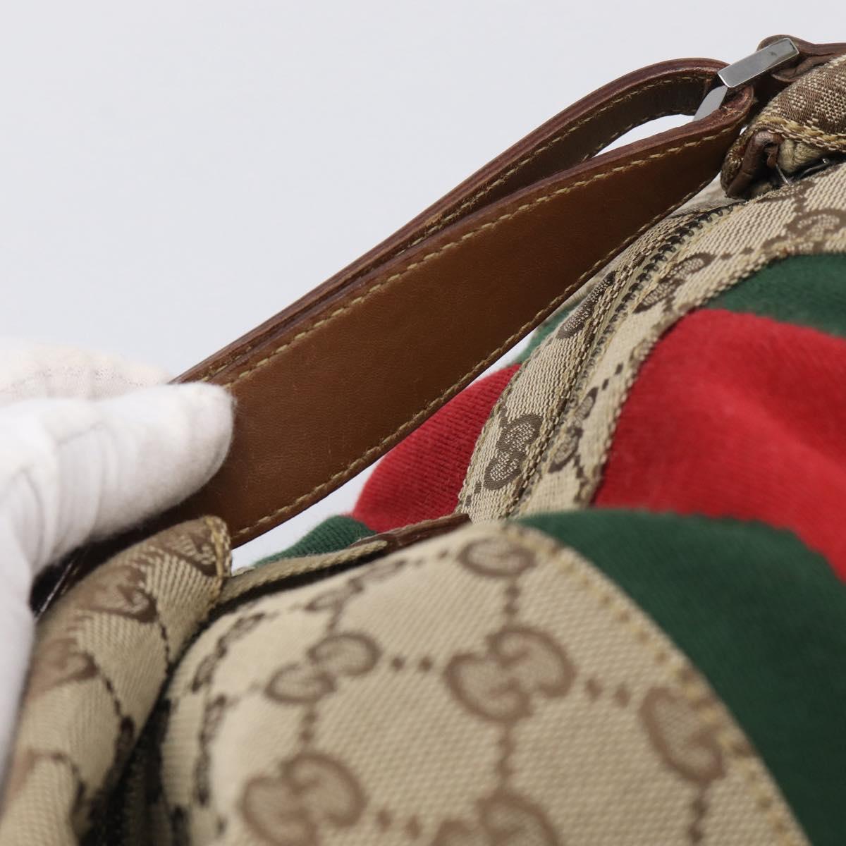 GUCCI GG Canvas Web Sherry Line Hand Bag Beige 2123 014 5000 Auth BA17034A