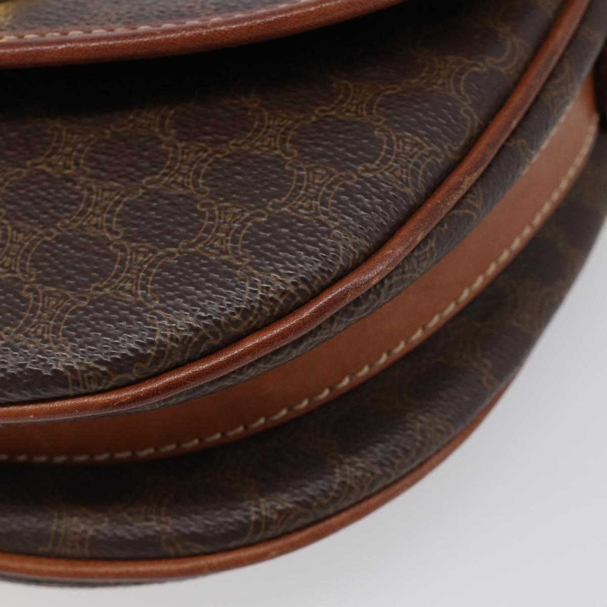 CELINE Macadam Shoulder Bag PVC Brown Gold Auth BA17035A