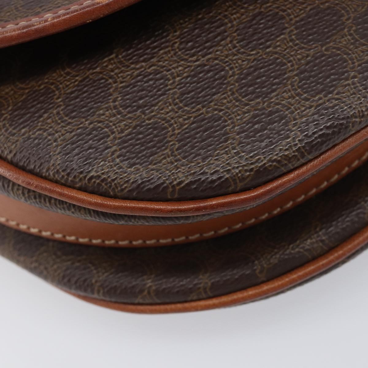 CELINE Macadam Shoulder Bag PVC Brown Gold Auth BA17035A
