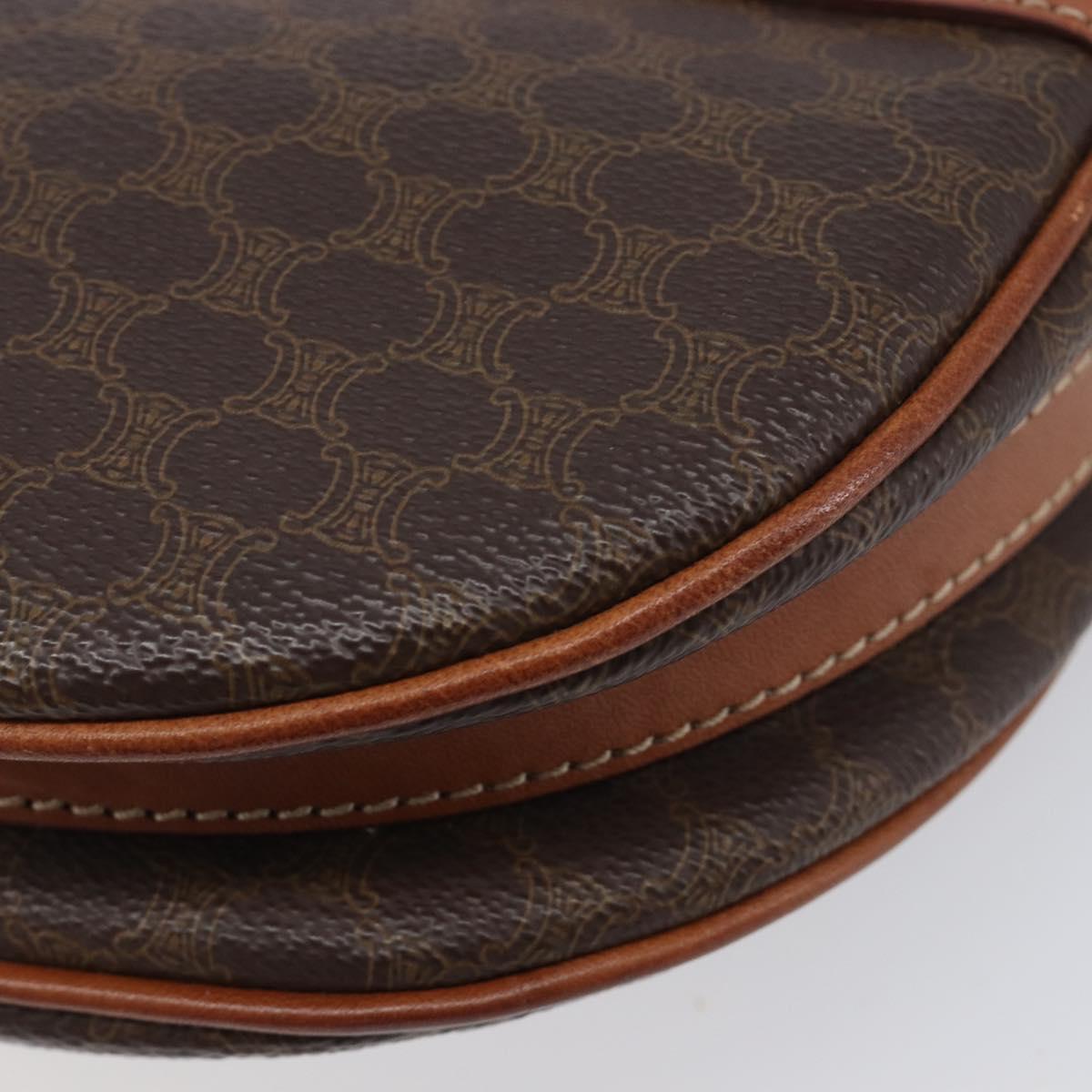 CELINE Macadam Shoulder Bag PVC Brown Gold Auth BA17035A