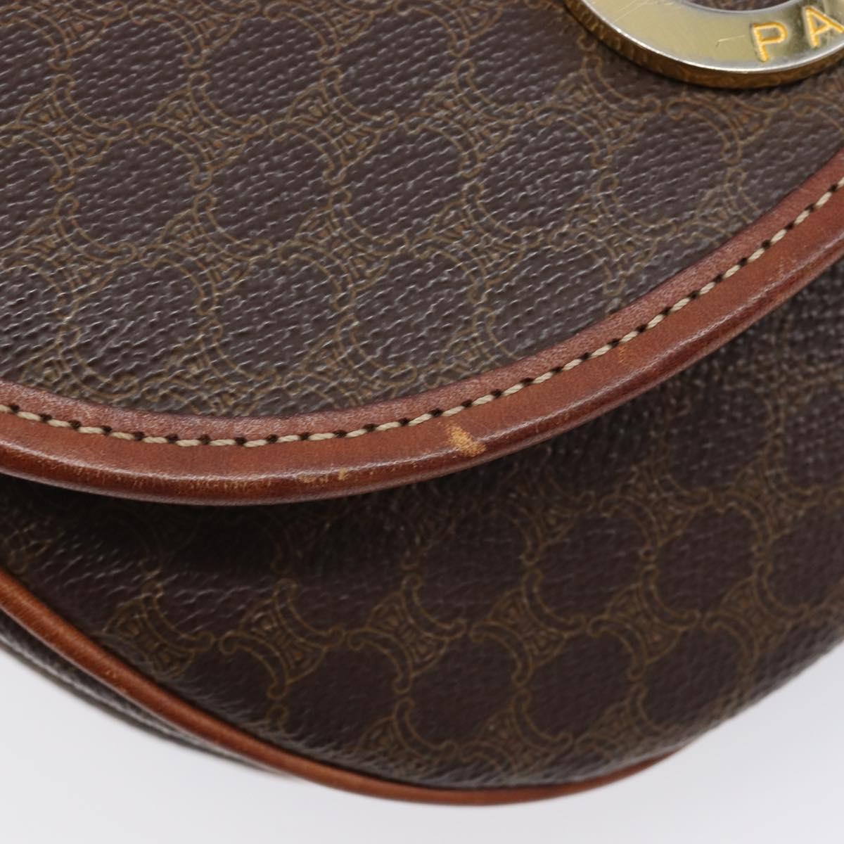 CELINE Macadam Shoulder Bag PVC Brown Gold Auth BA17035A