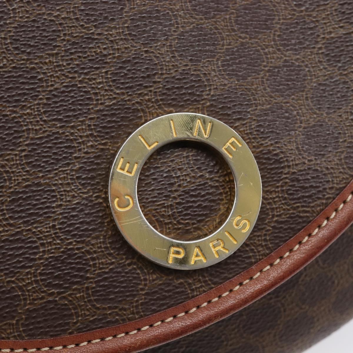 CELINE Macadam Shoulder Bag PVC Brown Gold Auth BA17035A