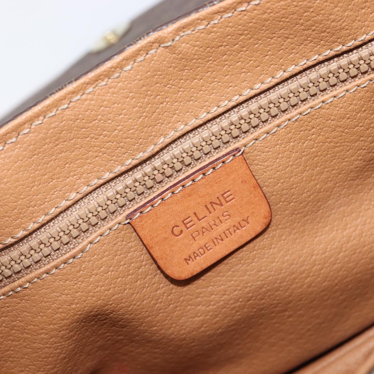 CELINE Macadam Shoulder Bag PVC Brown Gold Auth BA17035A