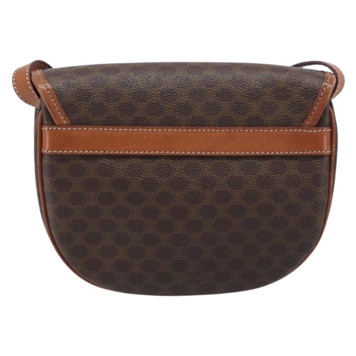 CELINE Macadam Shoulder Bag PVC Brown Gold Auth BA17035A