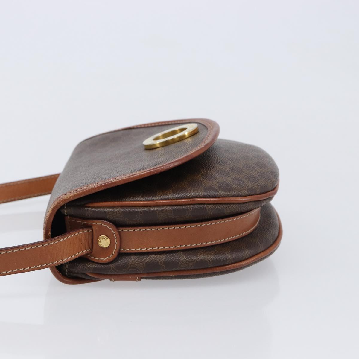 CELINE Macadam Shoulder Bag PVC Brown Gold Auth BA17035A