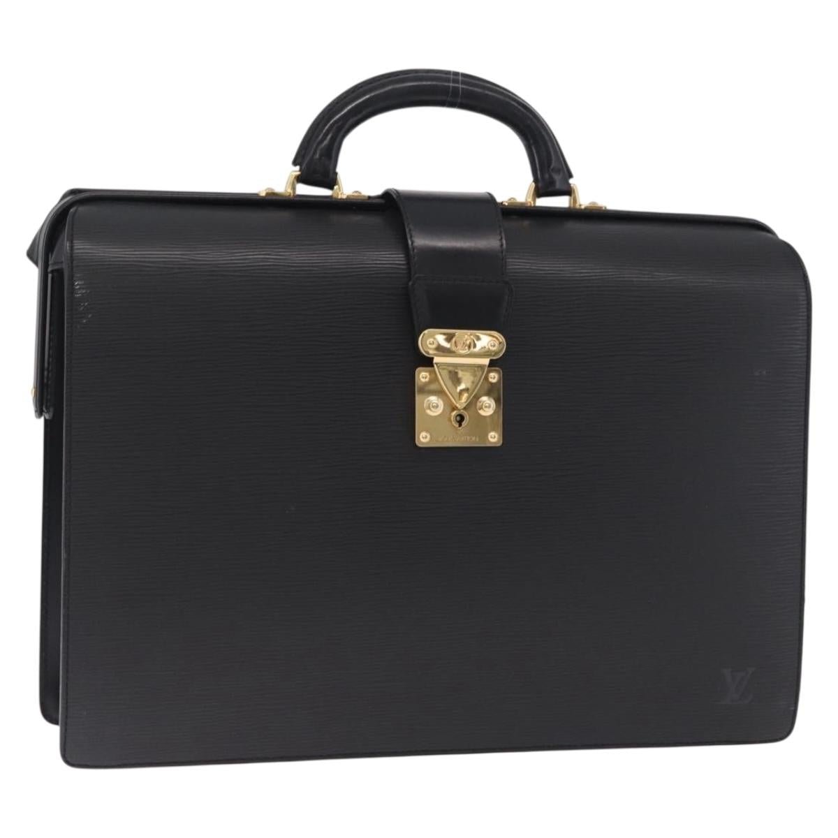 LOUIS VUITTON Epi Serviette Fermoir Business Bag Black M54352 LV Auth BA17037A