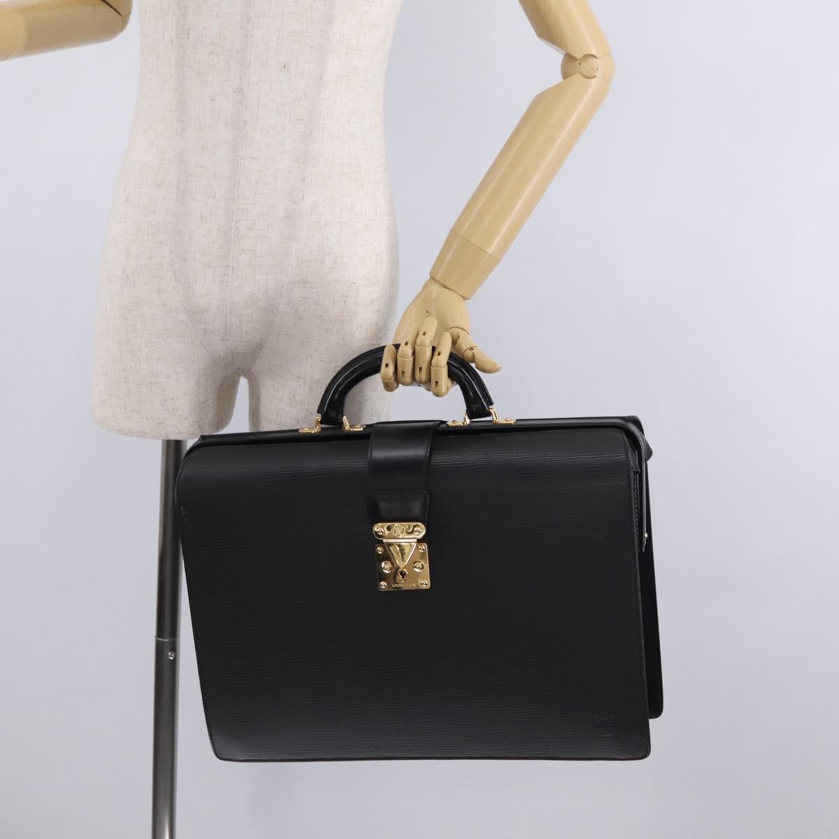 LOUIS VUITTON Epi Serviette Fermoir Business Bag Black M54352 LV Auth BA17037A