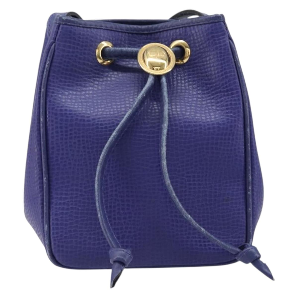 Christian Dior Shoulder Bag Leather Purple Gold Auth BA17038