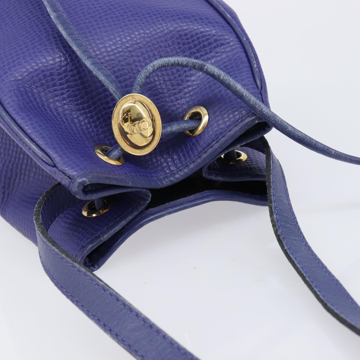 Christian Dior Shoulder Bag Leather Purple Gold Auth BA17038